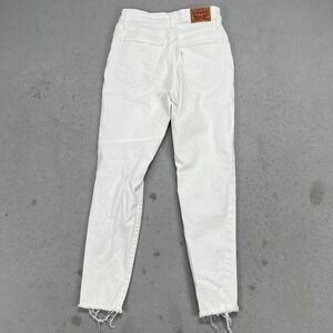 Levis 721 High Rise Skinny Ankle Jeans White Distressed Raw Hem Size 26 Womens